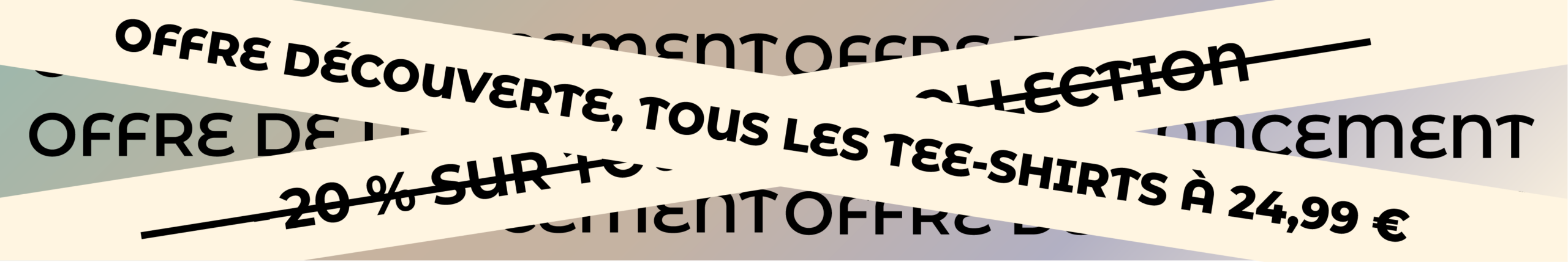Offre découverte AFBYRI sur toute la collection de la marque de vêtements streetwear, sur un fond pastel avec dégradé de couleurs et bande beige.